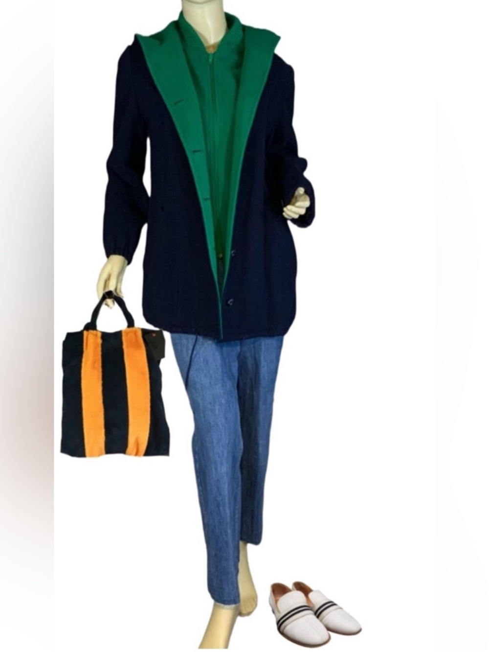 VINTAGE 1980'S AUTHENTIC MACKINTOSH BLUE & GREEN WOOL VEST COAT (M)